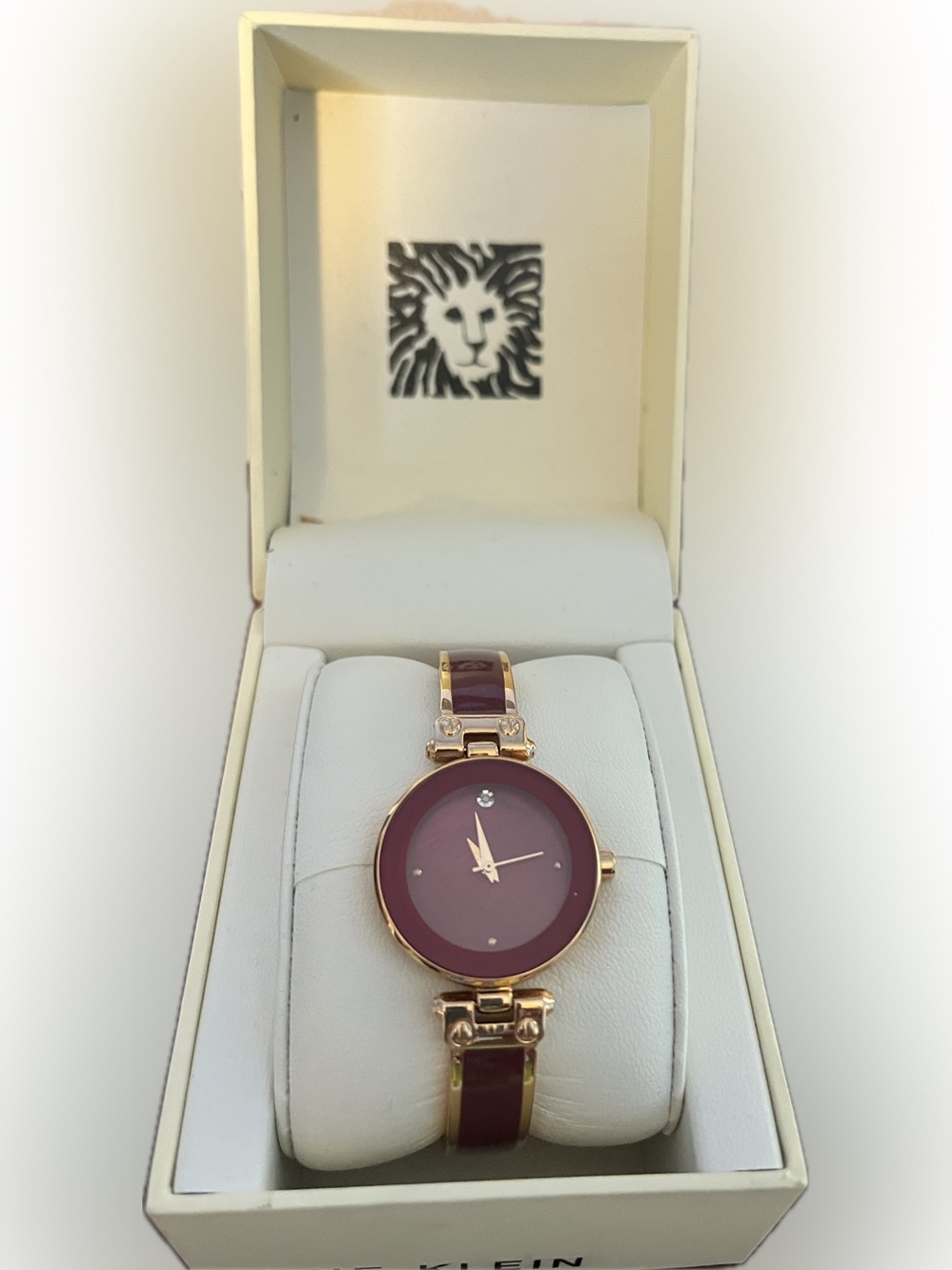 Vintage Anne Klein Gold & Burgundy Watch